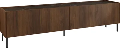 Produktbild von MIRJAN24 TV-Lowboard Tewos 200, TV-Schrank mit vier Drehtüren, Schwarze Metallfüße (Farbe: Nuss Warmia / Nuss Warmia + Marmor Schwarz)