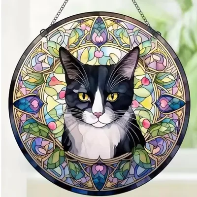 Produktbild von Sonnenfänger Katze – Buntglas Kunstwerk für Ihr Zuhause KP31535