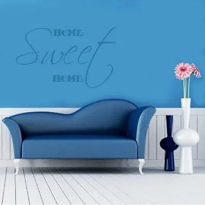 Produktbild von Wandtattoo - Wandaufkleber - Wandtattoo "Home Sweet Home" - 60cm x 36cm hellblau - Dekoration Küche Wohnzimmer Wand