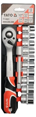 Obrázok produktu pre Yato YT-38821, Zakladací kľúč, 12 kusov, Chróm, Oranžová, Plast, Oceľ, 12,5 cm, 1,6 kg
