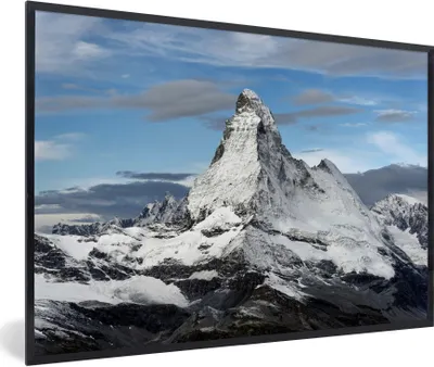 Produktbild von MuchoWow® Gerahmtes Poster Wolken über dem Matterhorn in der Schweiz 90x60 cm - Poster mit Schwarzem Bilderrahmen Wandposter Rahmen Foto Bilder - Fotorahmen - Foto-Plakat