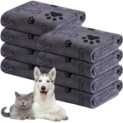 Immagine prodotto di Asciugamano in microfibra per cani, ad asciugatura rapida, design assorbente, GRIGIO, 4 PEZZI