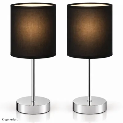 Produktbild von 2er Set Design Tischlampe Nachttischlampe Tischleuchte Wohnzimmerlampe Schwarz, KI-generiertes Bild