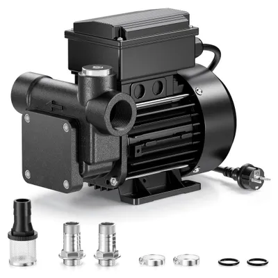 Produktbild von Wiltec Heizöl- und Dieselpumpe 230V 550W 80l/min, Selbstansaugende Umfüllpumpe mit 2 m Ansaughöhe und Rückschlagventil, Absaugpumpe