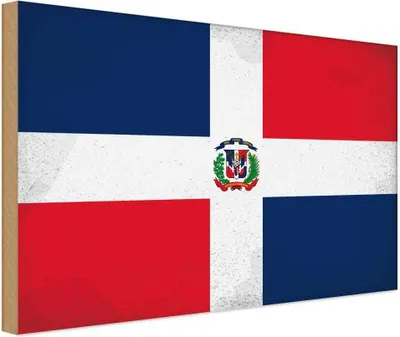 Produktbild von vianmo Holzschild 12x18 cm Dominikanische Republik Vintage Flagge Fahne Wappen