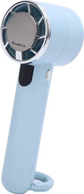 Obrázek produktu pro Mini ruční ventilátor s 5 rychlostmi, digitálním displejem, nastavitelný, tichý, přenosný na cesty a na pláž, modrý