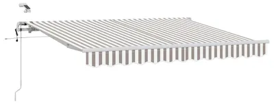 Image de vidaXL, store enroulable extensible, gris clair et blanc, 400 x 350 cm, polyester