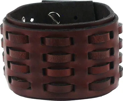 Produktbild von Geflochtenes Armband aus braunem Leder, 23,5 cm in der Länge und 5 cm in der Breite