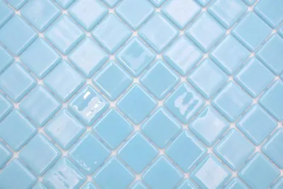 Produktbild von Handmuster Mosaikfliese Poolmosaik Schwimmbadmosaik hellblau Dusche Wand SPAIN - MOS220-25102U_m