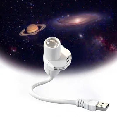 Produktbild von Sternenhimmel Projektoren, USB Galaxy Projektor – Mini LED Nachtlicht, 5 Dias, fokussierbar – Für Kinderzimmer, Romantik, Gaming & Reise (Weiß)