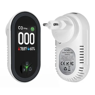 Produktbild von teckbarer Kohlenmonoxidmelder mit HD-Display,sichtbarem und akustischem Alarm,3-in-1(CO, Temperatur,Luftfeuchtigkeit),ideal für Wohnmobile und Reisen