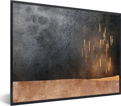 Produktbild von MuchoWow® Gerahmtes Poster Abstrakt - Gold - Design 80x60 cm - Poster mit Schwarzem Bilderrahmen Wandposter Rahmen Foto Bilder - Schwarzem - Mit Gestell