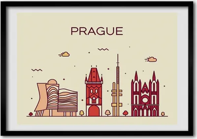 Produktbild von Bild - Bilder - Bilderrahmen - 70 cm x 50 cm - MDF-Rahmen, Wandkunst Prag Gebäude