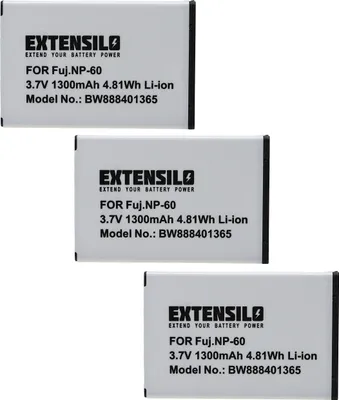 Produktbild von EXTENSILO 3x Akku kompatibel mit Traveler DC-6300, DV-5000, DV-5070, HD 10x, DC-5300, DC-5390 Kamera (1300 mAh, 3,7 V, Li-Ion)