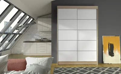 Obrázek produktu pro Moderní šatní skříň LINH 4 - šířka 120 cm, sonoma / bílá