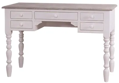 Produktbild von Casa Padrino Landhausstil Schreibtisch in Weiß und Grau, massives Kiefernholz und Eichenholz, 130 x 65 x H. 85 cm
