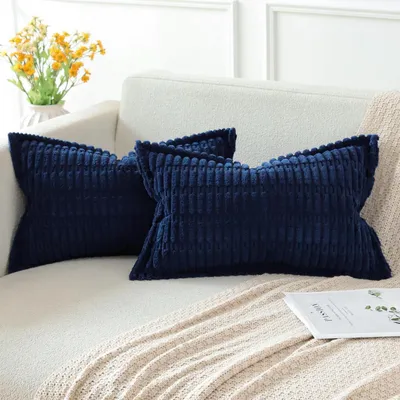 Immagine prodotto di Coperte per cuscini in velluto goffrato, set da 2, blu scuro, 40x60 cm