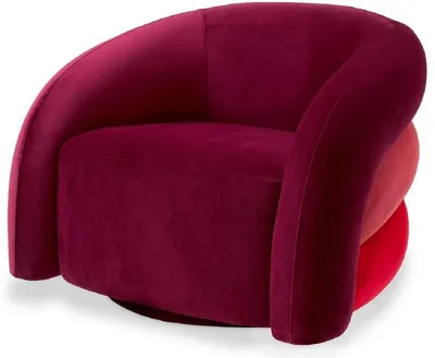 Produktbild von Casa Padrino Luxus Drehsessel Bordeauxrot / Hellrot / Rot / Schwarz 91 x 80 x H. 66 cm - Wohnzimmer Samt Sessel - Wohnzimmer Möbel - Luxus Möbel - Wohnzimmer Einrichtung - Luxus Einrichtung