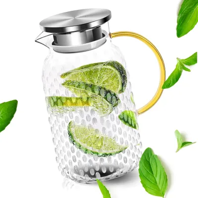 Produktbild von Glas Wasserkaraffe 1500ML Großem Durchmesser, Leicht zu Reinigen