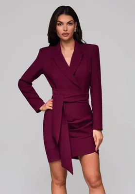 Produktbild von Ombre Minikleid Elegantes Wickelkleid in Blazeroptik burgundy XS