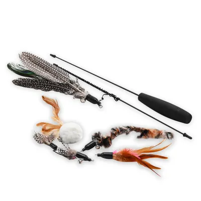 Immagine prodotto di Canna da pesca Akinu per gatti con set di piume di pavone 90cm