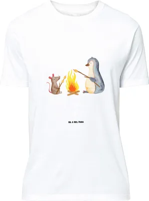 Produktbild von Mr. & Mrs. Panda Größe L T-Shirt Pinguin Lagerfeuer - Weiß - Geschenk, mit Spruch, Arbeit, Maus, Tshirt, Job, Shirt