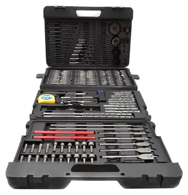 Immagine prodotto di Set 217 pezzi punte, inserti, bussole e accessori per trapano e avvitatore– kit attrezzi per foratura e avvitamento ,per metallo, legno, cemento