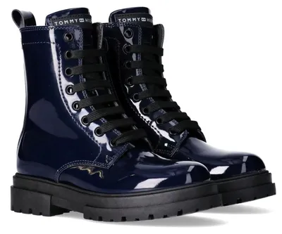 Produktbild von Tommy Hilfiger Lace-up Biker-Stiefel mit Lack-Finish für Mädchen, Kessy, Blau, 3