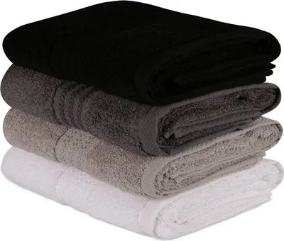 Produktbild von Handtücher 4 Stück, 50 x 90 cm, 100% Baumwolle, Weiß, Grau, Anthrazit, Schwarz
