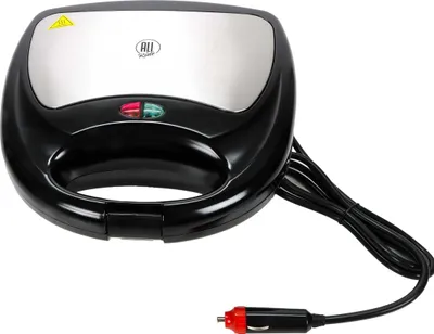Image de Appareil à sandwich pour camion, camping-car avec fermeture de sécurité, 2 LED indicatrices, 2 plaques chauffantes antiadhésives, câble pour prise allume-cigare, 24V 240W
