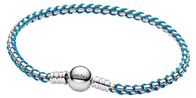 Image de Bracelet Pandora, chaîne serpent bleu, modèle 593816C01, bracelet pour femme
