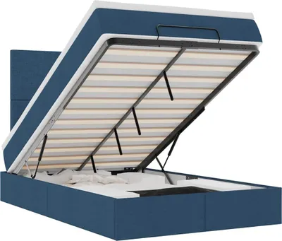 Obrázek produktu pro vidaXL Osmanská postel s matrací a LED diodami Modrá látka 120x190 cm