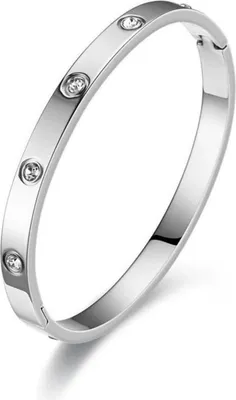 Produktbild von NTRUXZP Damen Armreif Edelstahl Zirkonia 6mm Liebe Armband Armspange Silber