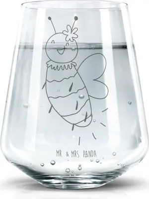Produktbild von Mr. & Mrs. Panda Glas Biene Blume - Transparent - Geschenk, Tumbler, Wasserglas, Becherglas, Trinkglas, Dekoglas