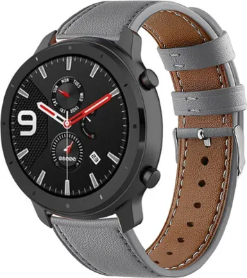 Produktbild von Strap-it Xiaomi Amazfit GTR Armband Leder (Grau)