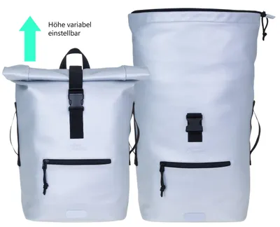 Produktbild von Rucksack Plane Time Bag Evo 24 L Kurierrucksack Roll-Top Damen A4 Freizeitrucksack Laptoprucksack wetterfest Outdoor Elephant 13074 Metallic Silber +f