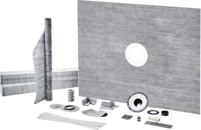 Produktbild von SucceBuy-Duschkantenset, 1219 x 1524 mm. Duschwannenset mit 50,8 mm ABS-Mittelflansch. Wasserdichte Membran, Edelstahlgitter und Fugendichtung. Duschwannen-Gefällestangen für Badezimmer.