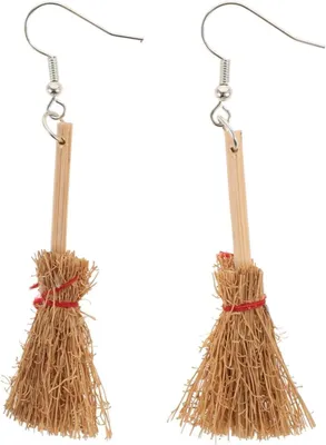 Productafbeelding van Grappige heksenbezem oorbellen voor Halloween en feestjes