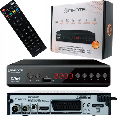 Zdjęcie produktu dla Manta DVBT025PRO, Kabel., Full HD, DVB-T2, 720p, 1080i, 1080p, AVI, H.265, HEVC, MKV, MP3, MP4