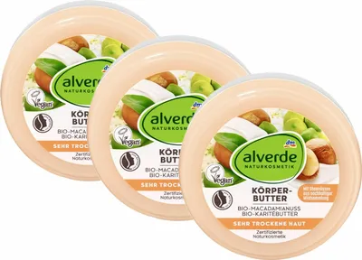 Obrázok produktu pre 3 x alverde prírodná kozmetika - Telové maslo z makadamových orechov a bambuckého masla (3 x 200 ml)