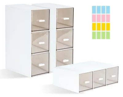 Image de Organisateur en plastique à 3 compartiments avec tiroirs, idéal pour la cuisine et le bureau