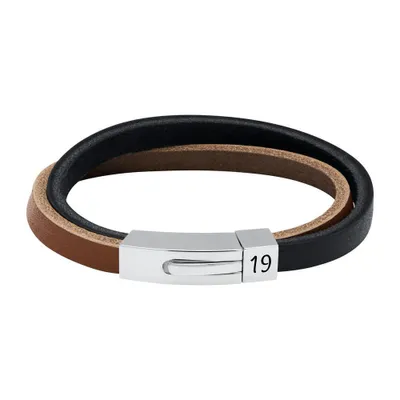 Produktbild von Armband Leder braun schwarz (Länge: 21cm)