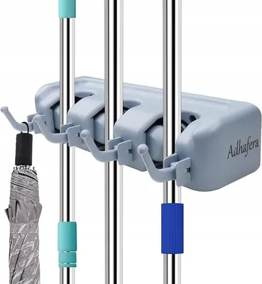 Produktbild von Besenhalterung Wandhalterung Mit 3 Klemmen Und 4 Haken Gartengerätehalterung