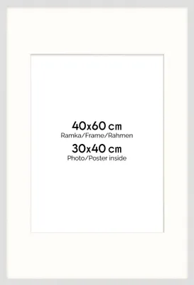 Immagine prodotto di Cornice FRAMAI® 40 x 60 cm in bianco – con passe-partout – telaio in MDF, plexiglass infrangibile, ecologica, con gancio e supporto – formato verticale e orizzontale