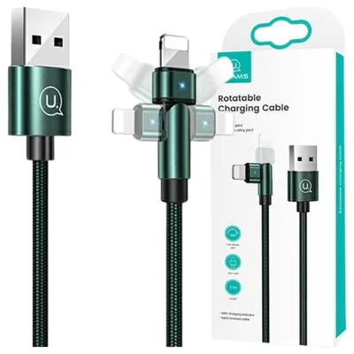 Image de Usams Braided Swivel Cable U60 2A Lightning Green/Green 1M Sj476Usb02 (Us-Sj476)