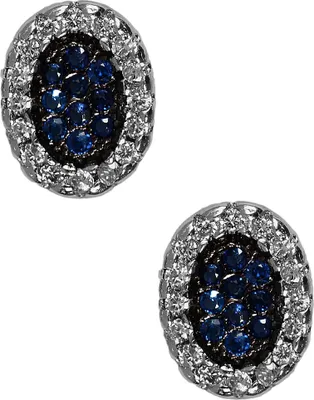 Produktbild von Ohrstecker 925er Sterling Silber oval mit Zirkonia in verschiedenen Farben Farbe - Blau