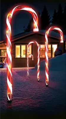 Produktbild von 4er Set LED-Gartenleuchtstäbe Zuckerstange