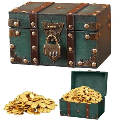 Productafbeelding van Retro Houten Schatkist met Slot voor Kinderverjaardag 18 x 11 x 10 cm