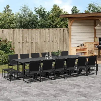 Image de 2025 Meubles de jardin modernes Ensemble de meubles de balcon Ensemble de 17 pièces de salon de jardin noir Textilène - Ensemble de meubles de jardin,Design 2117891 7parcel
