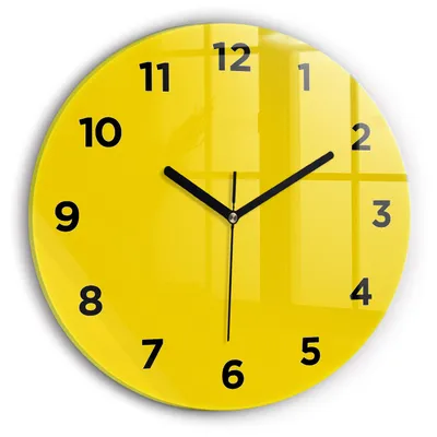 Produktbild von Wallfluent Wanduhr – Stilles Quarzuhrwerk - Uhr Dekoration Wohnzimmer Schlafzimmer Küche - Zifferblatt - schwarze Zeiger - 30 cm - Gelb